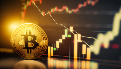 Wall Mural - Bitcoin - Get in on the crypto game with BTC. This rising graph shows its potential - ai generated