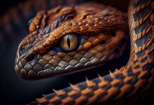 A Venomous Serpent Known For Its Distinctive Triangular Head, The Viper Is Known For Its Deadly Bite. Generative AI