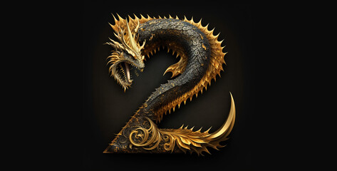 Wall Mural - gold dragon shape in letter z black hd wallpaper