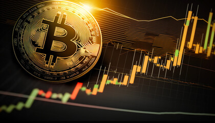 Wall Mural - Bitcoin - Cryptocurrency is the future of finance, and Bitcoin is leading the way - ai generated