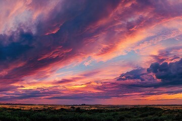 Wall Mural - Serenity and tranquility in morning on sunrise dramatic sky., created with generative ai