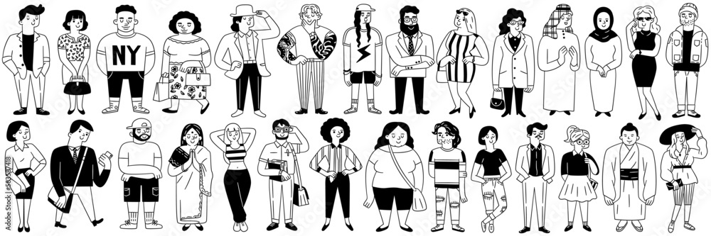 How To Draw Different Races Cute character illustration of different people in various outfits ...
