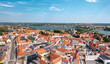 Summer panorama of Viborg, Midtjylland, Denmark. Aerial skyline view of the old town.