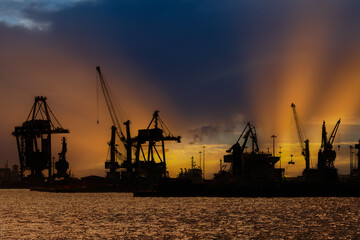 Wall Mural - Port and industrial zone in Taranto, Apulia, Italy