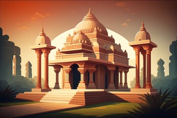 A Beautiful Wallpaper of a Hindu Temple Generative AI