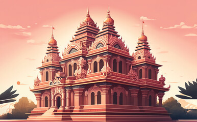 a beautiful wallpaper of a hindu temple generative ai
