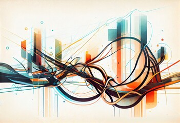 Wall Mural - watercolor illustration of a abstract circuit line background. futuristic cyberspace concept. genera