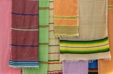 Closeup of hanging textile