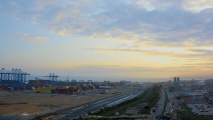 Poster - Awesome Sunset at the Tema port in Ghana Africa