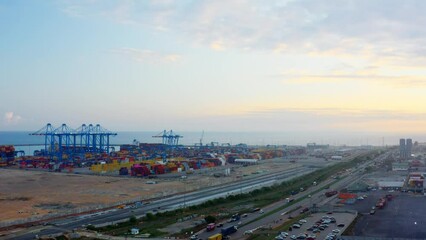 Poster - Awesome Sunset at the Tema port in Ghana Africa