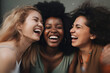 © ink drop - A diverse group of female women friends all laughing and having fun together. Generative ai