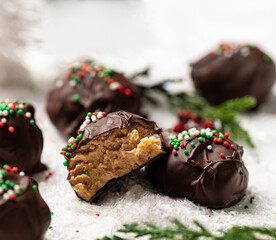 Wall Mural - Christmas peanut and chocolate truffles  