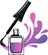 A brush with a bottle and a beautiful blot of nail polish. Design for nail salon and manicurist