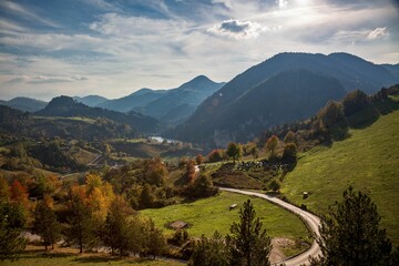 Wall Mural - Sunset over the mountains