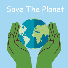 Wall Mural - save planet. hands holding globe, earth. earth day concept for poster. globe with green plant sprout