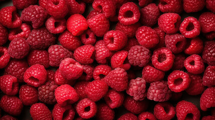 beautiful selection of freshly picked ripe red raspberries. Generative Ai