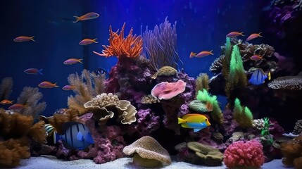 Wall Mural - Animals of the underwater sea world. Ecosystem. Colorful tropical fish. Generative AI