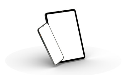 Wall Mural - Black tablet computer with blank screen, isolated on white background