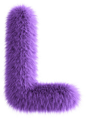 Sticker - Purple 3D Fluffy Letter L