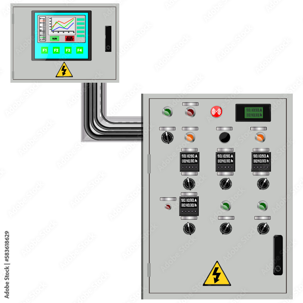 Computer Controls Panel Manufacturing Control Panel. Production control panel and control of computer devices ...