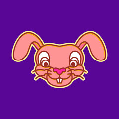 Wall Mural - pets bunny hare rabbit face head long ear mascot cartoon cute colorful modern logo design vector