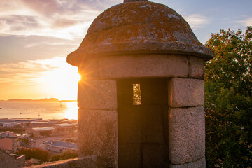 Wall Mural - Landscape of Vigo at sunset hour