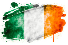 Irish Flag In Watercolor Painting Style, AI Generated