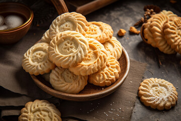 Turkish homemade sweet and savory cookies - tatli tuzlu kurabiye kuru pasta, ai generative