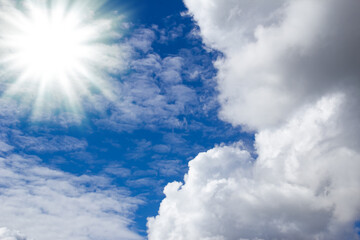 a blue sky white clouds on nature summer weather background