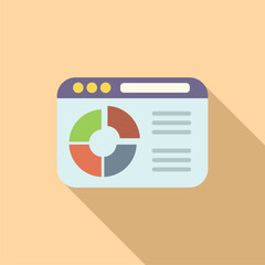 Sticker - Web finance research icon flat vector. Digital business. Study online