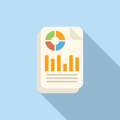 Sticker - Business report icon flat vector. Digital data. Finance seo