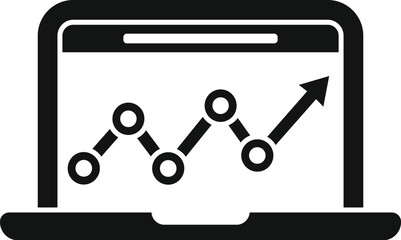 Sticker - Laptop data chart icon simple vector. Business research. Study report