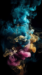 Wall Mural - colorful smoke on black background