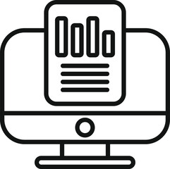 Sticker - Pc market data icon outline vector. Business research. Study report