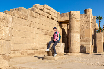 Wall Mural - Woman at Karnak temple in Luxor, Egypt