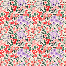 Vintage Floral Background. Floral Pattern With Small Colorful Flowers On A Ivory Background. Seamless Pattern For Design And Fashion Prints. Ditsy Style. Stock Vector Illustration.