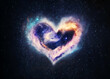 A heart-shaped galaxy, immersed into stars and cosmic dust. Space emotions illustration, symbolic eternal love.
