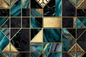 abstract geometric background, art deco pattern with mosaic inlay grid. mixed tiles with artificial 