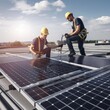 workers installing photovoltaic solar panels, generative AI