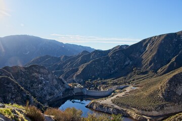 big tujunga dam creates the big tujunga reservoir resevoir in the san gabriel mountains just north o