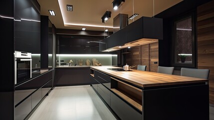 Wall Mural - Interior of modern kitchen, generative ai