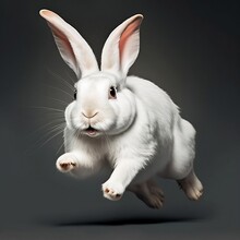 Happy And Jumping White Rabbit