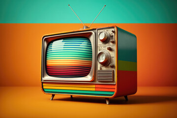 Wall Mural - retro tv on vibrant colors created with Generative AI technology
