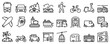 © spiral media - Line icons about transport on transparent background with editable stroke.