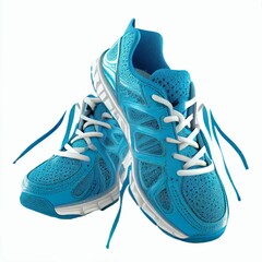 Blue sport shoes on isolated white background.  Generative AI.
