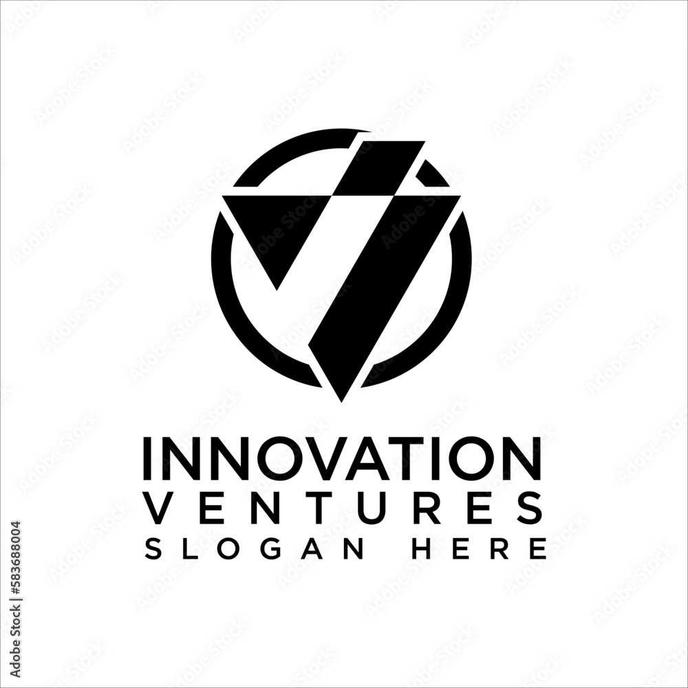 modern inovation text logo, simple