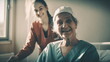 © dhimage - Patients and nurses having fun in the hospital. AI generative