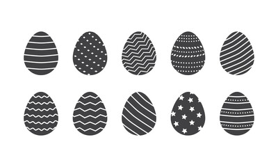 Wall Mural - Easter egg vector icon. Black silhouettes isolated on white background. Holiday illustration