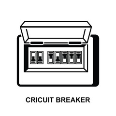 Circuit breaker board icon. Fuse board box. Electrical power switch panel isolated on background vector illustration.