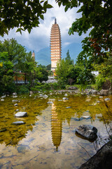 The Three Pagodas (San Ta Si), dating back to the Tang period (618-907 AD), China, Dali, Yunnan, China